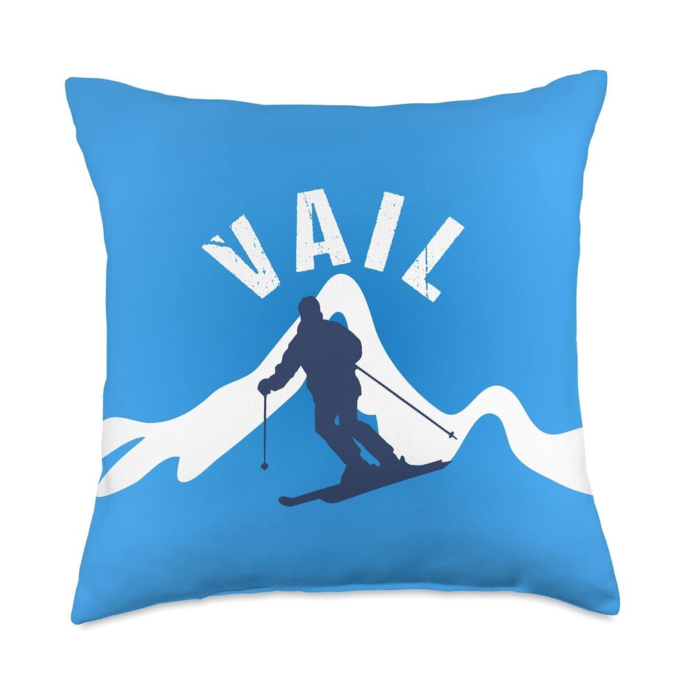 6995 Ski Vail CO Classic & Original Blue Freestyle Skier Vail Ski Throw